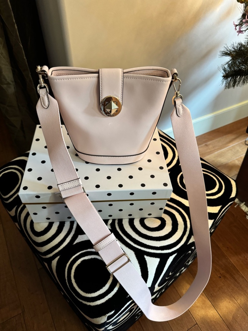 kate spade Pale Pink Bucket Crossbody with Gold Hardware